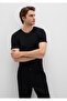 Rib Detailed V-Neck Black T-Shirt Fitted / Fitted Cut 063748 -900 - 2