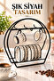 Cup Set Stand, Coffee Cup Hanger with Plate on the Counter Black Color - 3