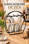 Cup Set Stand, Coffee Cup Hanger with Plate on the Counter Black Color - 5