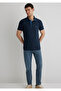 Collar Detailed Navy Blue Polo T-Shirt Fitted 062373-28417 - 2