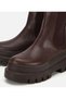 Women's Brown Rubber Detailed Thick Soled Flat Boots - 3