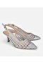 Women's Lame Knit Detailed Open Back Short Heeled Stiletto - 2