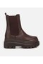 Women's Brown Rubber Detailed Thick Soled Flat Boots