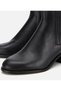 Women's Leather Black Rubber Detailed Ankle Flat Boots - 3