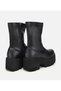 Women's Black Stretch Thick Soled High Heel Boots - 4