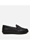 Women's Leather Black Buckle Casual Loafer