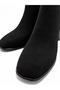 Black Suede Minimal Buckle Heeled Women's Boots - 3