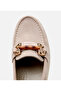 Women's Suede Leather Beige Buckle Casual Loafer - 4