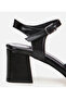 Women's Black Stone Evening Dress Thick Heeled Sandals - 3