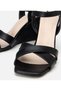 Women's Black Wedge Heeled Sandals - 3