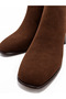 Brown Suede Minimal Buckle Heeled Women's Boots - 3