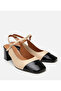 Women's Patent Leather Beige Open Back Heeled Shoes - 2