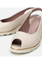 Women's Leather Ecru Buckle Wedge Heeled Sandals - 3