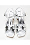 Women's Lame Evening Dress Thick Heeled Sandals - 5