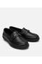 Women's Leather Black Buckle Casual Loafer - 2