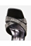 Women's Black Stone Evening Dress Thick Heeled Sandals - 5