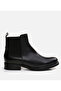 Women's Leather Black Rubber Detailed Flat Boots - 2