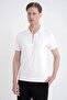 Slim Fit Stretch Cotton Zippered Polo Collar Ecru T-Shirt Ts 926 - 3
