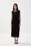 Pleated Midi Dress - Black - 3
