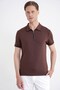 Slim Fit Stretch Cotton Zippered Polo Collar Brown T-Shirt Ts 926