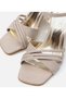 Women's Gold Evening Dress with Heels Sandals - 4