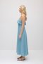 Strappy Front Ruffled Long Cotton Linen Dress - Blue - 3