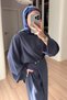 Double-Breasted Casual Suit with Pants - Navy Blue - 2