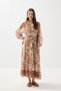 Floral Patterned Long Chiffon Dress - Orange