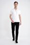 Slim Fit Stretch Cotton Zippered Polo Collar Ecru T-Shirt Ts 926 - 2