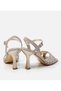 Women's Gold Evening Dress with Heels Sandals - 5
