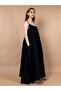 Black Linen Dress - Scalloped Detail and Lining - 2