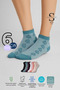 6-Piece Mixed Color Women's Bamboo Self-Patterned Seamless Flexible Bootie Socks - Premium