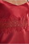Satin Lace Women's Nightgown - 685 Red - 3