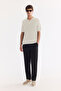 Men's Ecru Polo Collar Buttonless Soft Touch Regular Fit Knitwear T-Shirt A61Y5021 - 5