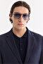 Men's Navy Blue Mono Collar Jacket with Pocket, Double Slit, Unlined, Bi-Stretch Comfort Fit Jacket A61Y4012 - 2