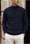 Peck Half Turtleneck Thessaloniki Knitted Men's Sweater - Navy Blue - 5