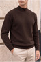 Belmando Half Turtleneck Plain Knitted Thin Men's Knitwear Sweater - Brown - 2