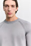 Men's Gray Crew Neck Easy-Iron Wrinkle-Resistant Long Sleeve Regular Fit Sweater A62Y5084 - 2
