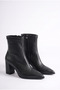 Winter's Approach Women's Zippered Pointed Toe Faux Leather Flag Heel Boots - 3