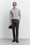 Men's Gray Crew Neck Easy-Iron Wrinkle-Resistant Long Sleeve Regular Fit Sweater A62Y5084 - 8