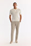 Men's Ecru Polo Collar Buttoned Linen Blend Regular Fit Knitwear T-Shirt A61Y5013 - 6