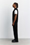 Men's Black V-Neck Textured Drop Shoulder Sweater A62Y5056 - 4