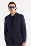 Men's Navy Blue Mono Collar Jacket with Pocket, Double Slit, Unlined, Bi-Stretch Comfort Fit Jacket A61Y4012 - 6