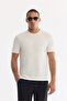 Men's Ecru Crew Neck Easy-Iron Regular Fit T-Shirt A61Y1170