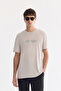 Men's Light Gray Crew Neck Injection Printed Cupra Single Jersey T-Shirt A61Y1139