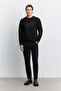 Men's Black Crew Neck Printed Interlock Regular Fit Sweatshirt A62Y1284 - 6