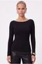 Kayak Neck Need Long Sleeve Black Soft Top / Blouse - 4