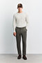 Men's Khaki Classic Waist Diagonal Patterned Wrinkle-Free Technical Fabric Relaxed Fit Trousers A62Y3008