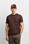 Men's Brown Crew Neck Cotton Easy-Iron Regular Fit T-Shirt A62Y1017