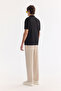 Men's Black Cotton Non-Curling Polo Collar Buttonless Bi-Stretch Regular Fit T-Shirt A61Y1130 - 4